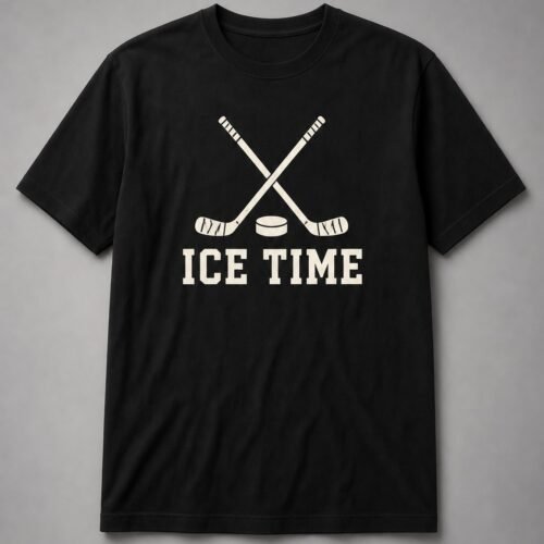 Ice Time Crossed Hockey Sticks Unisex T-Shirt - Black